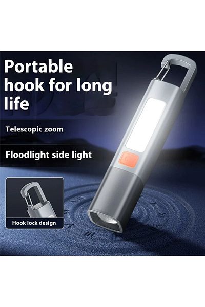 ESMARTER Lithium Ion Zoom 0307 Grey Strong Lighting Abs Flashlamp Usb Charging Portable Outdoor Edc Torch Cam