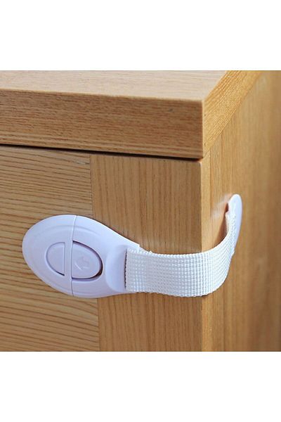 Bogadini Set of 10 Child Safety Locks – Durable Plastic, Adhesive Tape, White Color