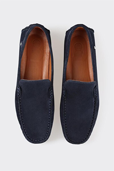 Elle Shoes Navy Blue Leather Men's Casual Shoes