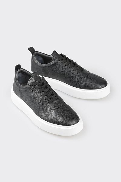 Elle Shoes Black Leather Men's Sports Shoes