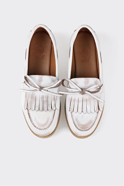 Elle Shoes Bej Deri Kadın Loafer