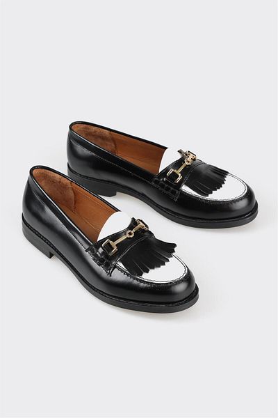 Elle Shoes Black Leather Women's Loafer