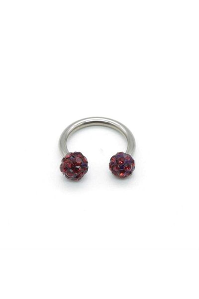 MAZEN Zircon Stone Piercing |   8 mm Plum |   Non-Tarnish Steel |   Cartilage Tragus Lip |   Double Ball
