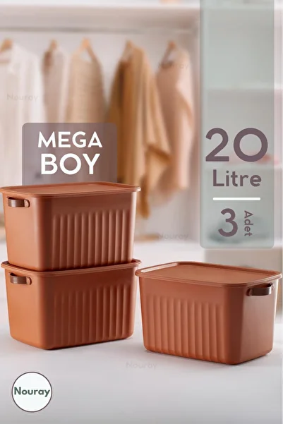 nouray Set of 3 Mega Size 20Lt Multi-Purpose Organizer Box with Lid, Organizer Tile