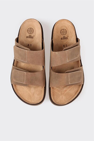 Elle Shoes Vizon Deri Erkek Terlik