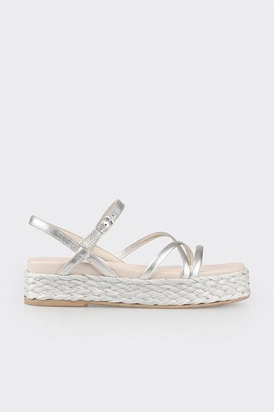 Elle Shoes Lame Leather Women's Wedge Heel Sandals