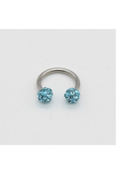 MAZEN Zircon Stone Piercing |   8mm Turquoise |   Non-Tarnish Steel |   Cartilage Tragus Lip |   Double Ball
