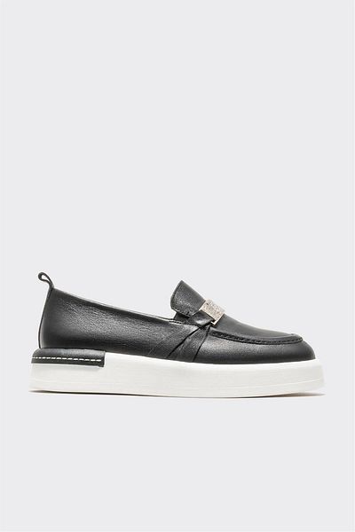 Elle Shoes Black Leather Women's Loafer