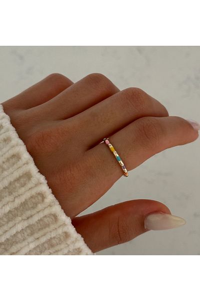 AychaAksesuar Colored Enamel Fine Adjustment Ring