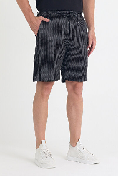 gothamvibes Men's Black Striped Shorts