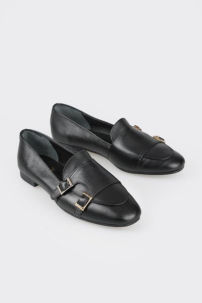 Elle Shoes Black Leather Women's Loafer
