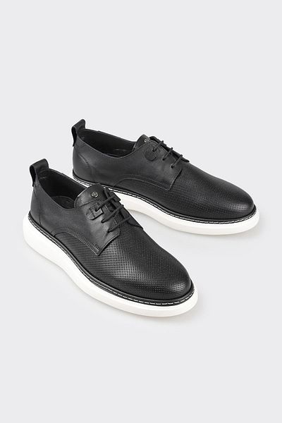Elle Shoes Black Leather Men's Casual Shoes