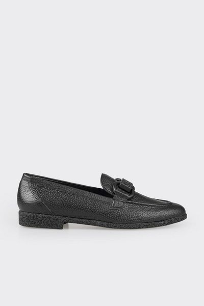 Elle Shoes Black Leather Women's Loafer