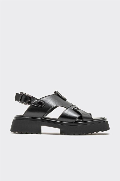 Elle Shoes Siyah Deri Kadın Spor Sandalet
