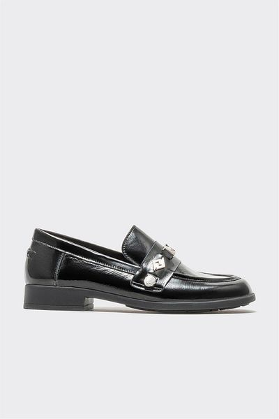 Elle Shoes Black Leather Women's Loafer