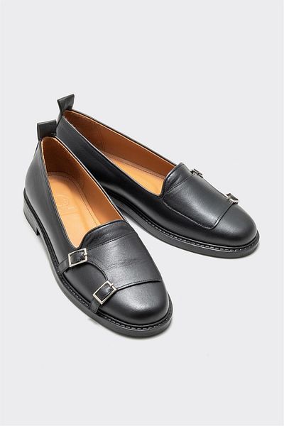 Elle Shoes Black Leather Women's Loafer