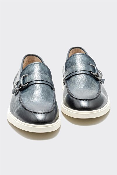 Elle Shoes Navy Blue Leather Men's Casual Shoes