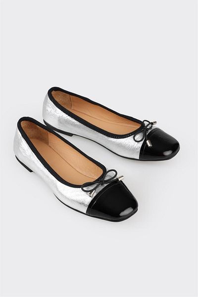 Elle Shoes Lame Leather Women's Ballerinas