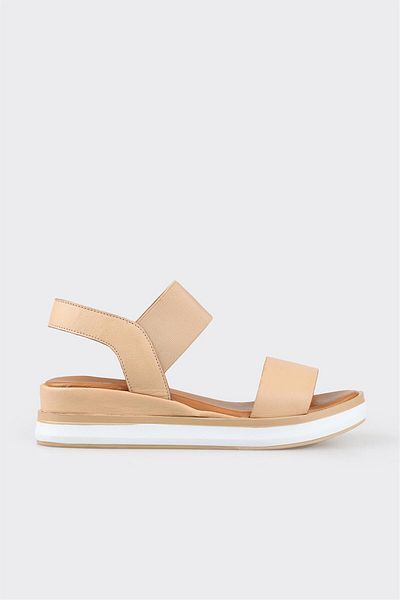 Elle Shoes Natural Leather Women's Wedge Heel Sandals