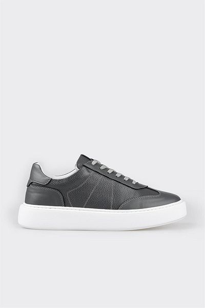 Elle Shoes Gray Leather Men's Sports Shoes
