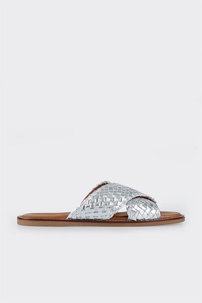 Elle Shoes Lame Leather Women's Flat Slippers