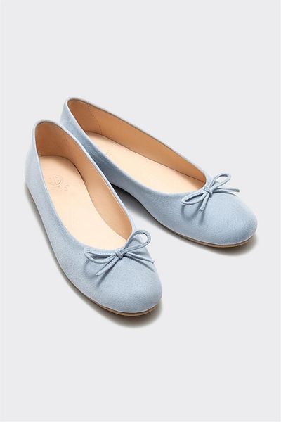 Elle Shoes Blue Leather Women's Ballerinas