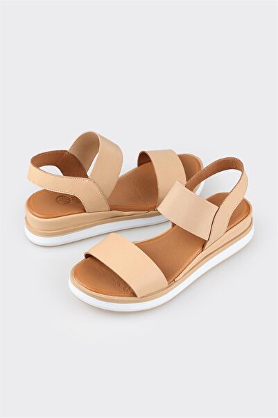 Elle Shoes Natural Leather Women's Wedge Heel Sandals