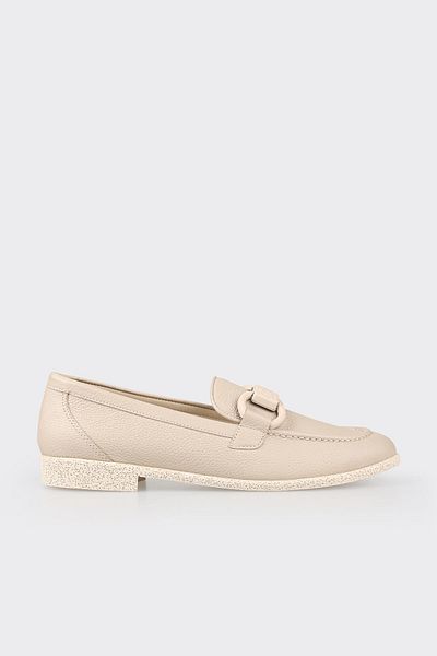 Elle Shoes Beige Leather Women's Loafer