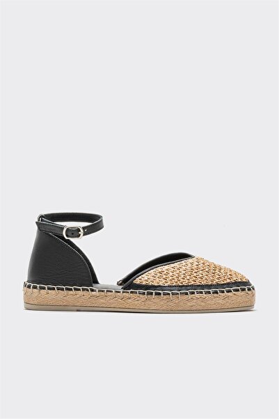 Elle Shoes Siyah Deri Kadın Espadril