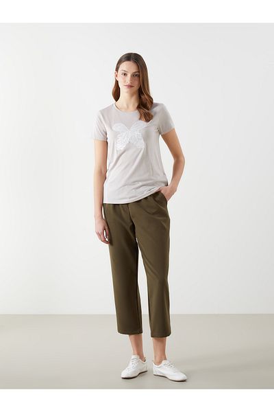 LC Waikiki Crew Neck Embroidered Women's T-Shirt
