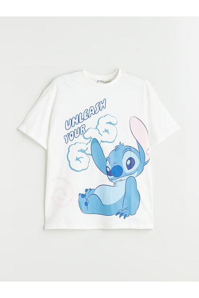 LC Waikiki Crew Neck Stitch Printed Girl's T-Shirt