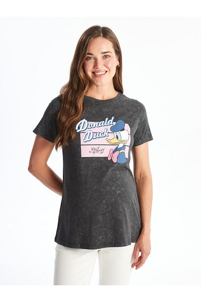 LC Waikiki Crew Neck Donald Duck Printed Short Sleeve Maternity T-Shirt