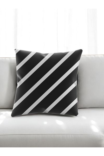 ASDİVA Smr Geometric Cross Pattern Decorative Throw Pillow Black White43X43