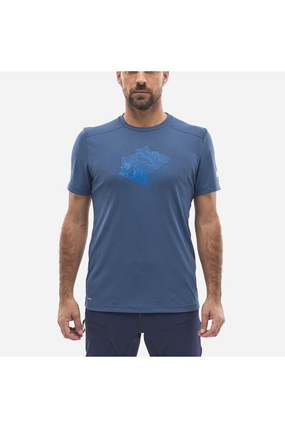 Millet Kamet Men's Map Short Sleeve Men's T-Shirt Miv10457 Miv.N0395 Blue-S