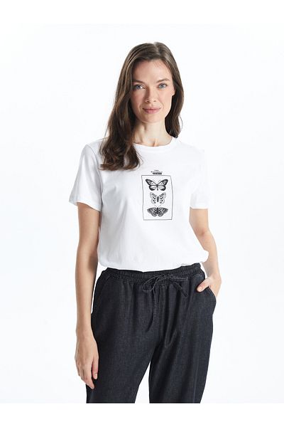 LC Waikiki Tricou de damă cu imprimeu cu gât crew