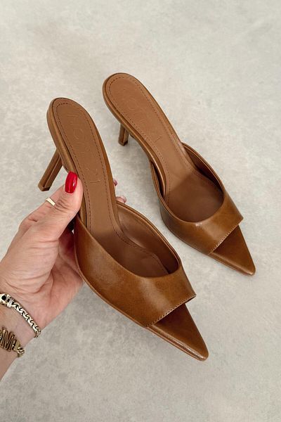 nope21shoess Henna Caramel Heeled Slippers