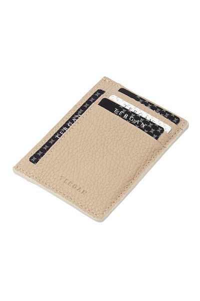 Tergan Beige Leather Unisex Credit Card Holder - S1Kk00001676-V4A