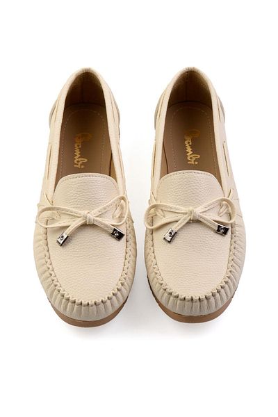Bambi Beige Women's Loafer Shoes K01542010809