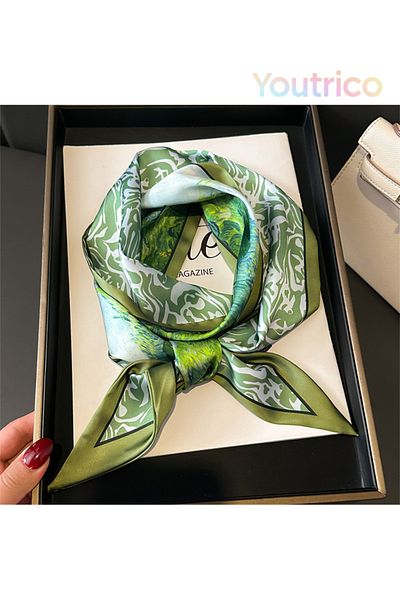 Youtrico Long silk scarves,Headbands,Flowers,Plants,147cm
