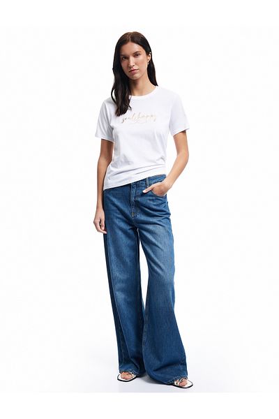 Koton Cotton Short Sleeve Crew Neck Printed Women's T-Shirt