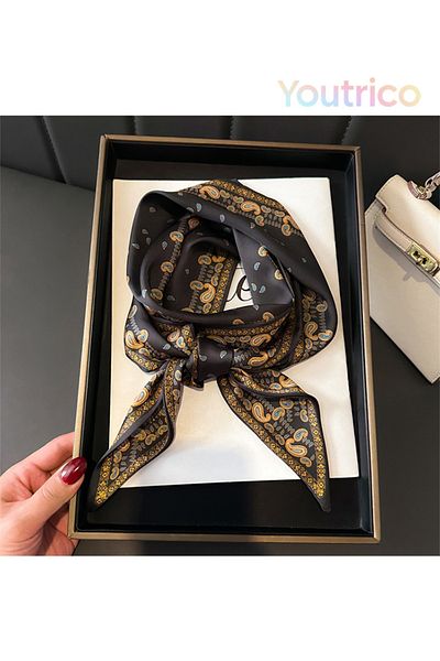 Youtrico Long silk scarves,Headbands,Cashew flowers,147cm