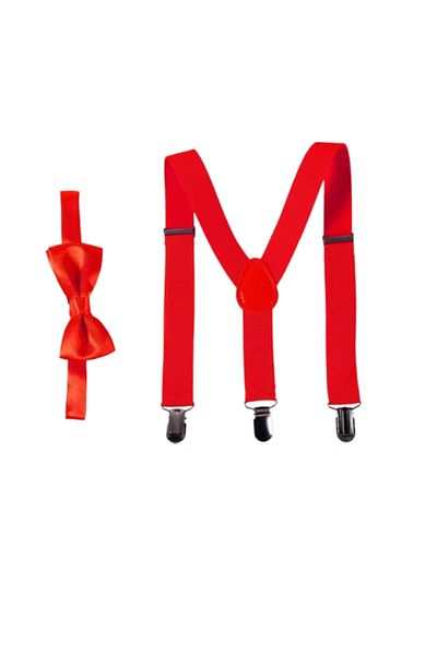 OEM Children's Suspenders and Bow Tie, Red, 1-10 Years