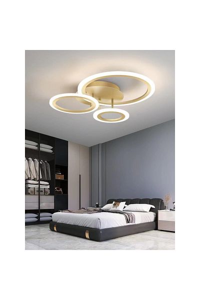 luminastar LED Chandelier 76W Gold 3 Circles with 2.4G wifi Remote Control cold/warm/neutral light