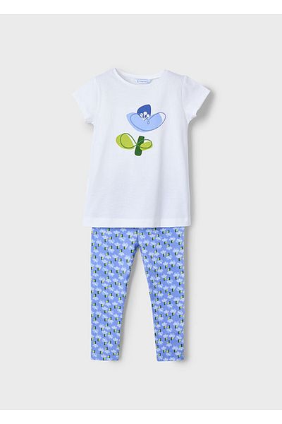 MAYORAL Girl's 2-Piece Plug-In Bottom Top - White/Blue