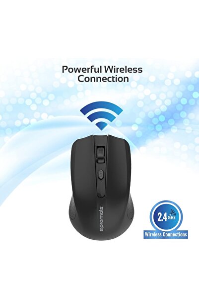 Promate 2.4G Wireless Optical Mouse with USB Nano Receiver, 10m Range, Auto-Sleep, 3 DPI (Clix-8)