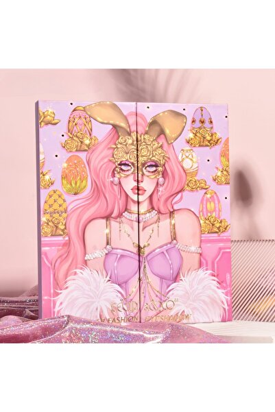 Flippy Trusă de machiaj, KEVIN & COCO, roz în stil pascal, 69 de culori, 20 x 22,5 cm