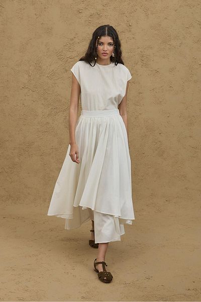 Fahhar Multi-Layered Skirt Ecru