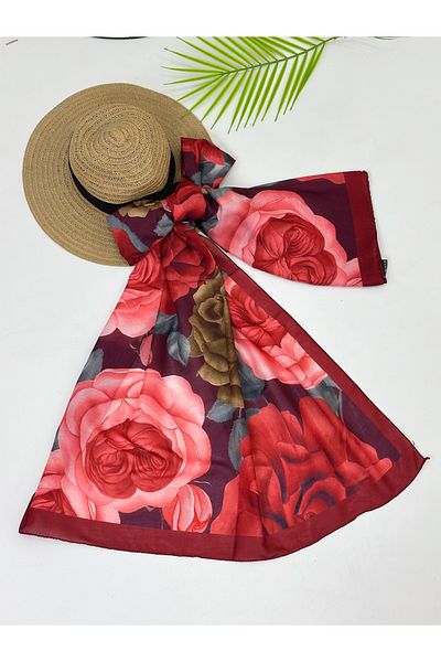 YEDİLALE Rose Patterned Cotton Shal