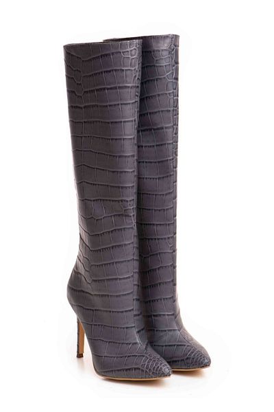 Vanilla Days Ashen Charm high heel boots, natural grey leather