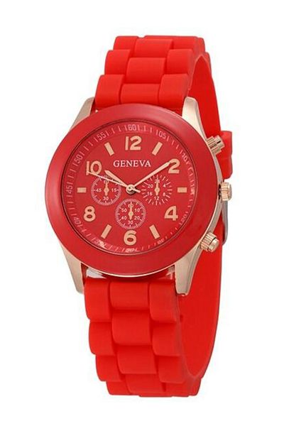 Geneva Silicone Band Woman Watch - Red